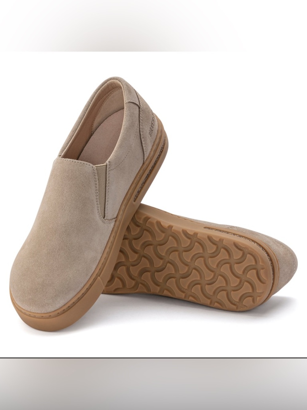 Birkenstock Oswego Beige Suede Slip On Gum Sole EU Size 38 Neutral Minimalist